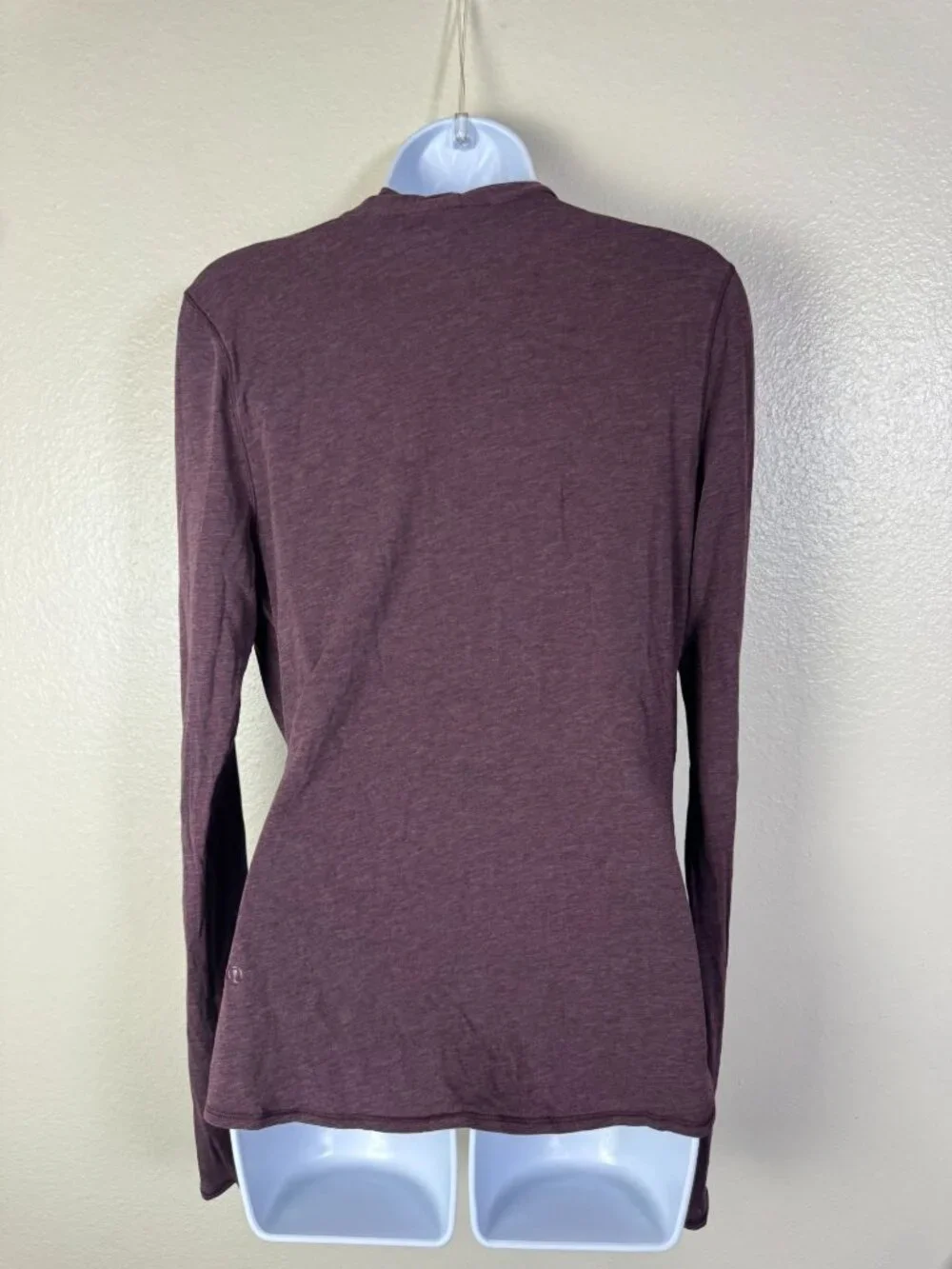 Lululemon Faux Wrap Long Sleeve Purple Top Women Size 6 Stretch Burgundy relaxed